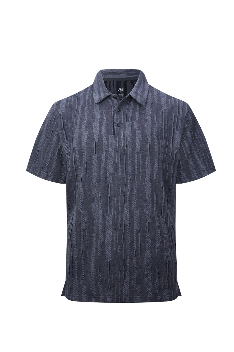 Wholesale,American Heritage, American Heritage Melange Indigo Jacquard Performance Polo, Blue, Small-40-TagSMedium-43-TagMLarge-46-TagLExtra Large-49-TagXLExtra Extra Large-52-TagXXL