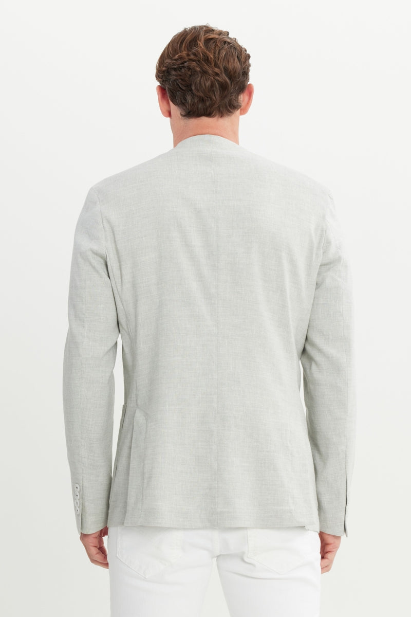 Wholesale,Altınyıldız Classics, Altinyildiz Classics Grey Slim Fit Linen Blend Blazer, Grey, Extra Large-46-Tag56