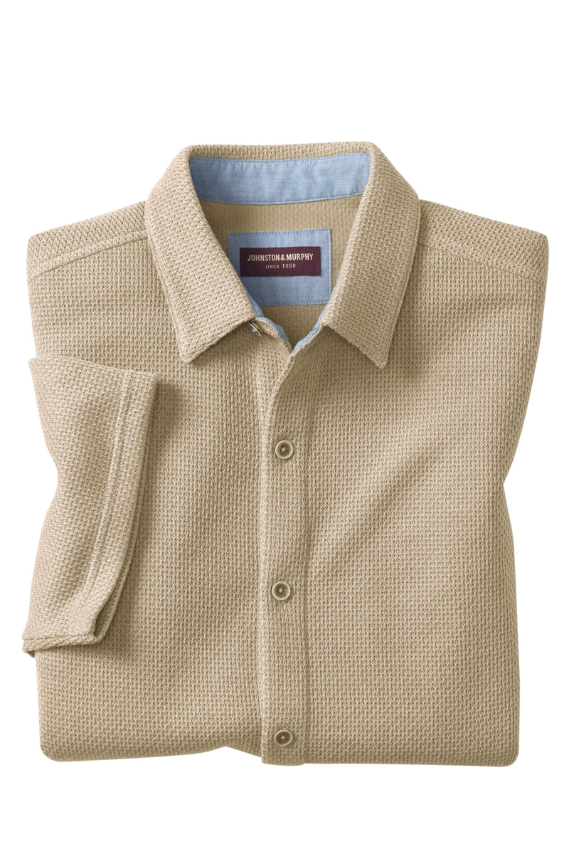 Wholesale,Johnston & Murphy, Johnston & Murphy Oatmeal Linden Textured Shirt, Tan, Large-48-TagLMedium-44-TagMExtra Large-50-TagXL