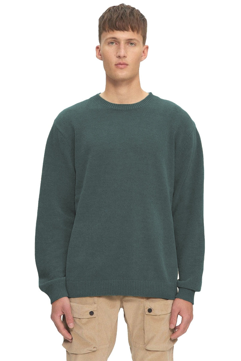 Kuwalla Green Textured Knit Crewneck Sweater