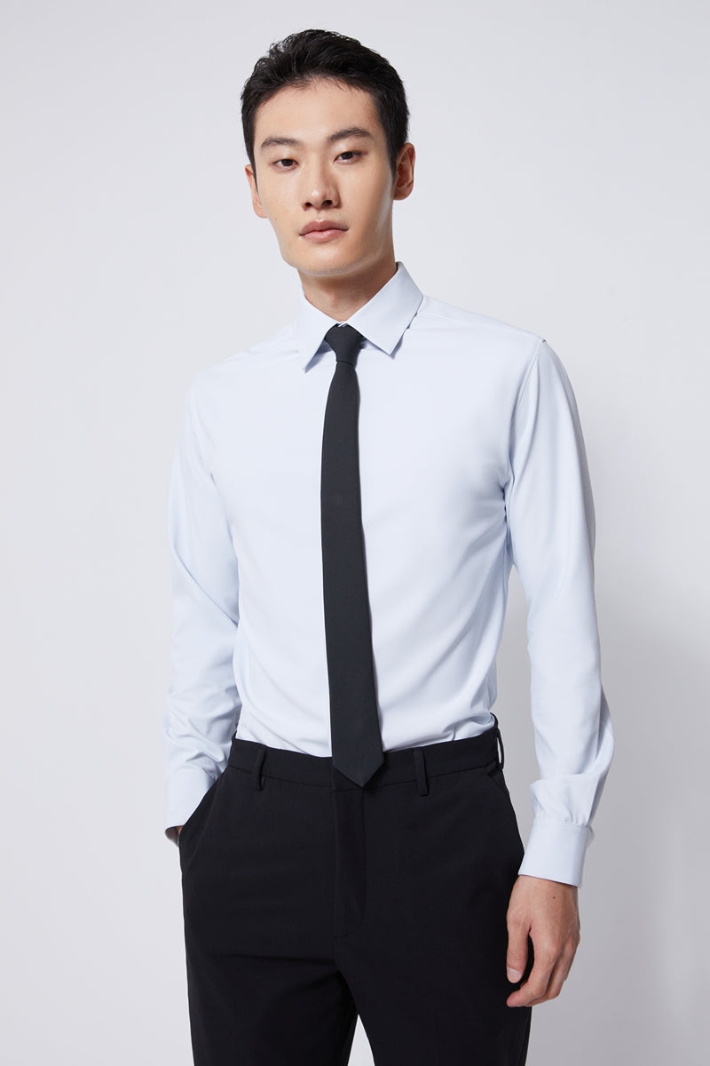 Direct From Brand,FYNE, FYNE Light Blue Antibacterial Four-way Stretch Long Sleeve Button Up Shirt, Blue, Medium-42-TagL