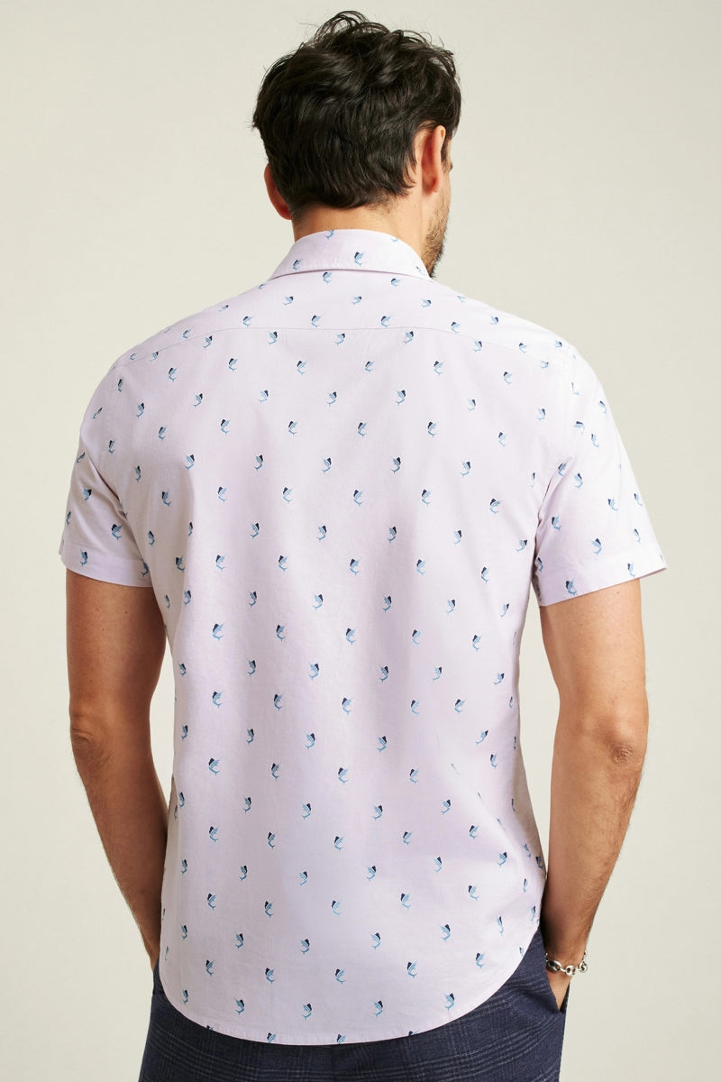 Wholesale,Bonobos, Bonobos Pink Swordfish Print Stretch Riviera Short Sleeve Shirt, Pink, Large-45-TagLExtra Extra Large-51-TagXXLMedium-42-TagMSmall-39-TagSExtra Large-48-TagXL