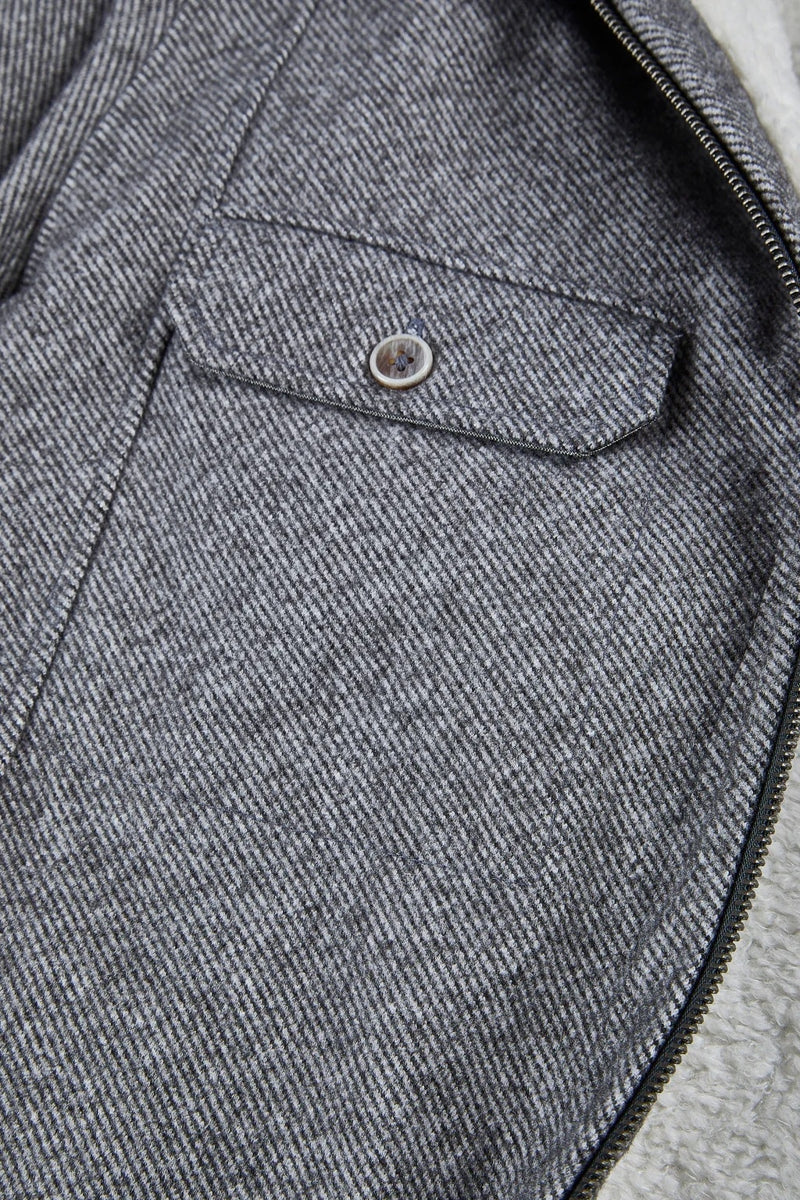 Wholesale,Nicoby Age of Wisdom, Nicoby Age of Wisdom Grey Melange Twill Jacket with Sherpa-Lined, Grey, Extra Large-50-TagXLExtra Extra Large-53-TagXXLLarge-46-TagLMedium-44-TagMSmall-42-TagS