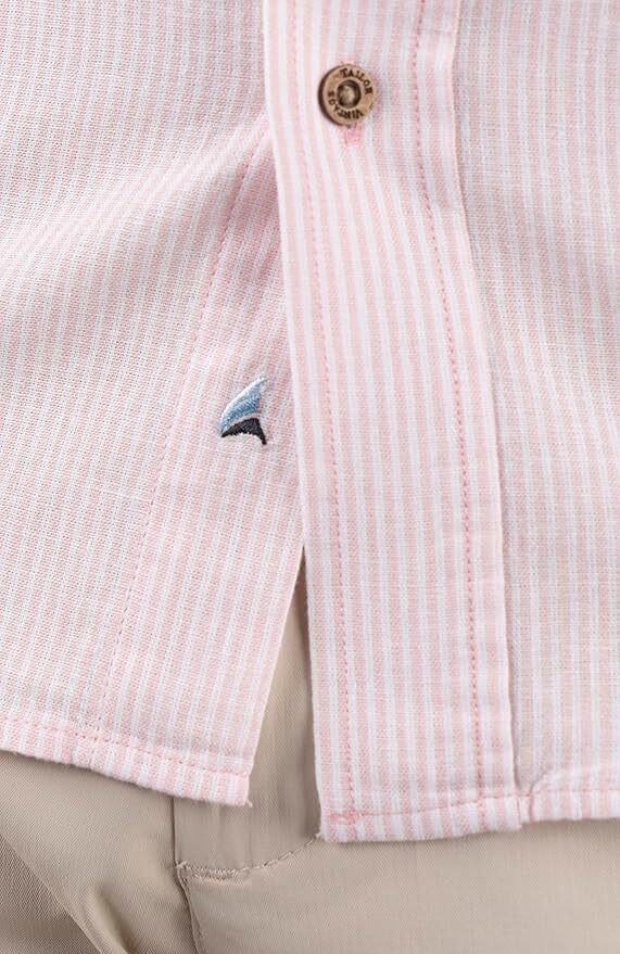 Brand Partner,Tailor Vintage, Tailor Vintage Pink/White Stripe Puretec Cool Cotton/Linen Blend Shirt, Pink, Medium-44-TagMLarge-47-TagLExtra Large-51-TagXLExtra Extra Large-55-TagXXLSmall-41-TagS