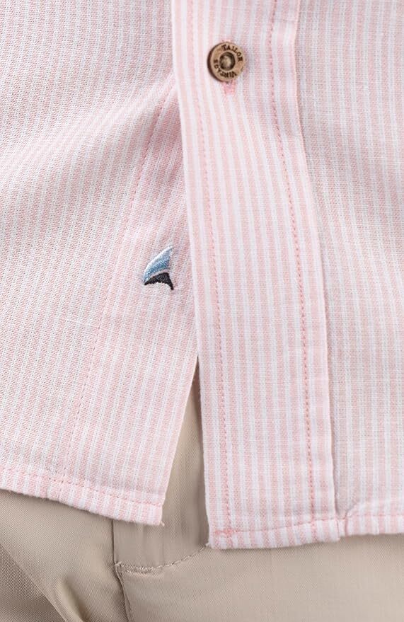 Tailor Vintage Pink/White Stripe Puretec Cool Cotton/Linen Blend Shirt