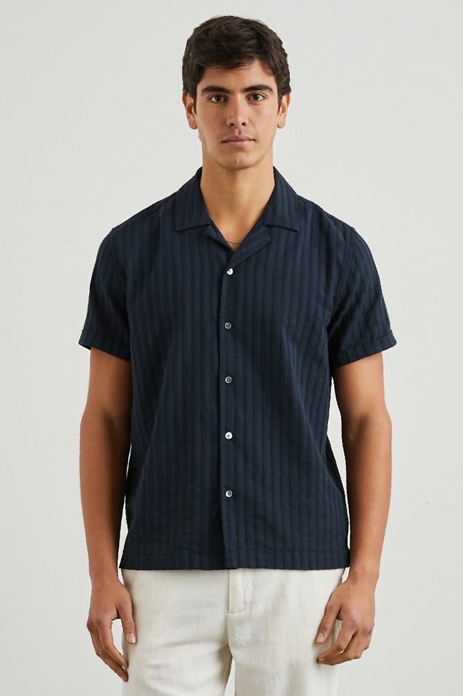 Wholesale,Rails, Rails Navy Stripe Textured Luxe Cotton Shirt, Blue, Small-41-TagSMedium-44-TagMLarge-47-TagLExtra Large-50-TagXL