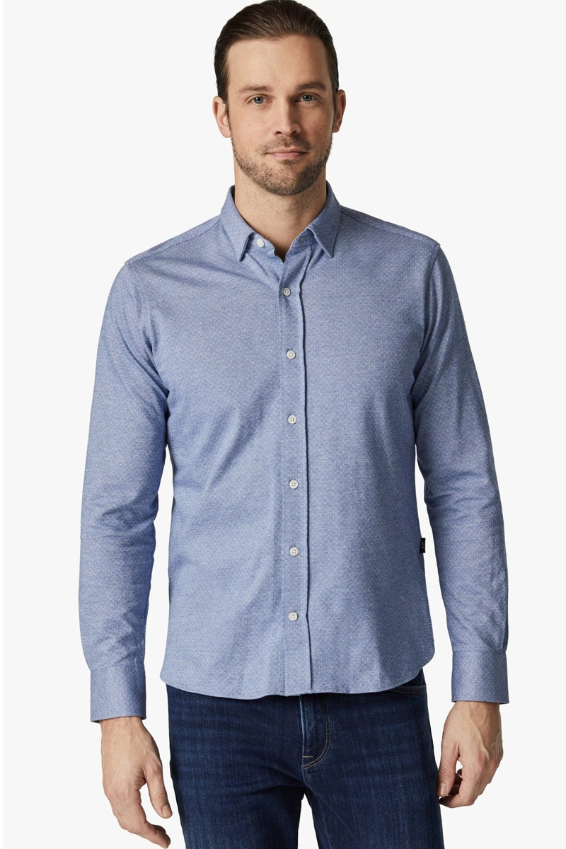Wholesale,34 Heritage, 34 Heritage Indigo Star Print Jacquard Shirt, Blue, Small-42-TagS