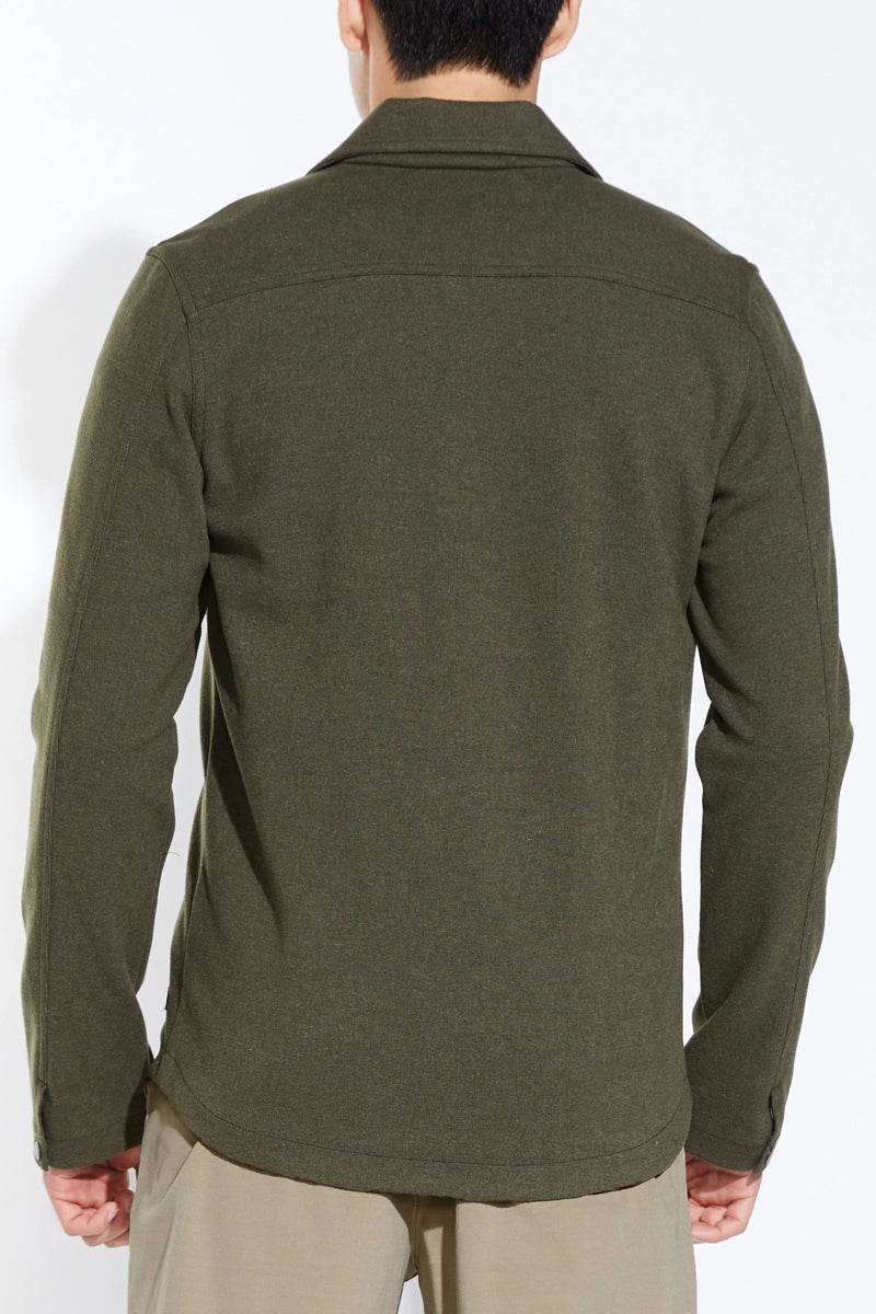 Nordstrom Rack, Civil Society Olive Green Snap Front Knit Shacket, Green, Medium-44-TagM