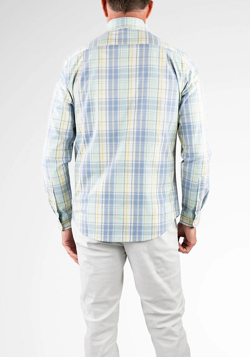 Brand Partner,Tailor Vintage, Tailor Vintage Yellow/Green Plaid Airotec Stretch Poplin Long Sleeve Shirt, Yellow, Small-41-TagSMedium-44-TagMExtra Large-51-TagXLExtra Extra Large-55-TagXXLLarge-47-TagL