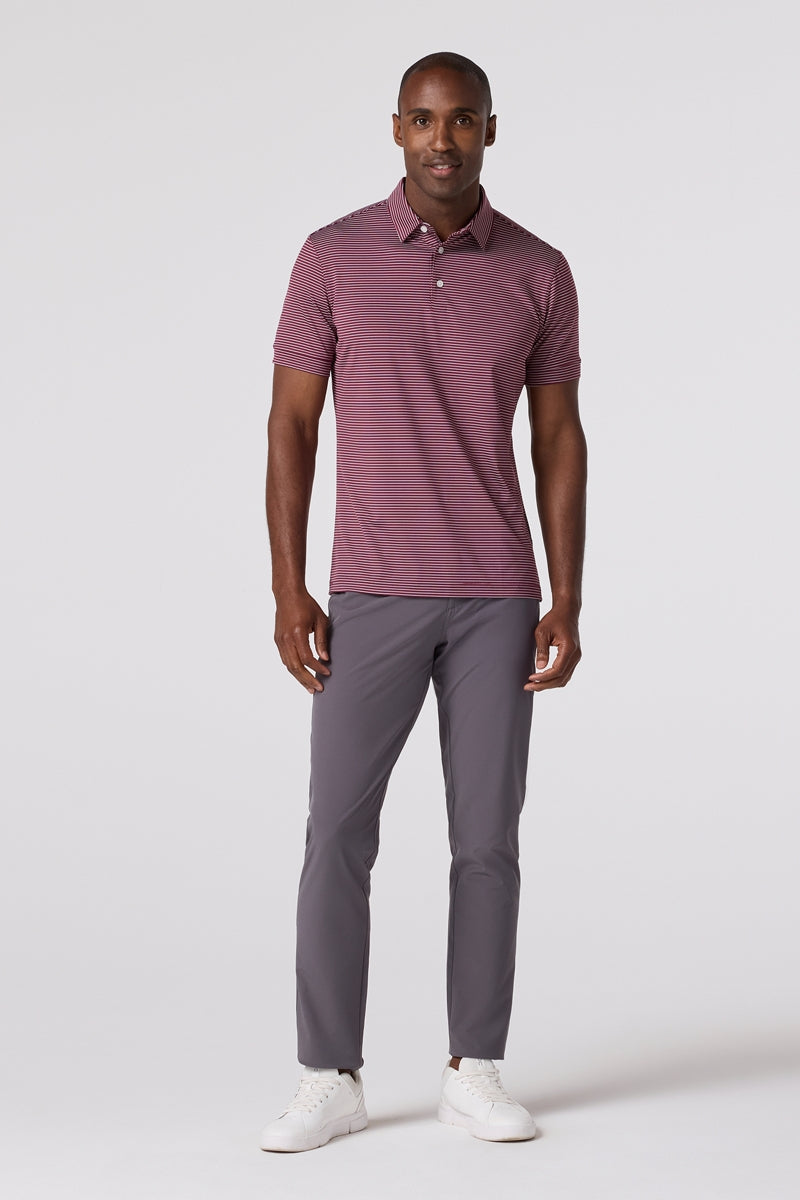 Wholesale,Mizzen + Main, Mizzen + Main Maroon Stripe Performance Trim Fit Polo, Red, Medium-42-TagMLarge-45-TagLExtra Large-48-TagXLSmall-40-TagS