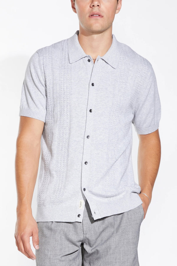 Civil Society Heather Light Grey Sweater Knit Textured Shirt