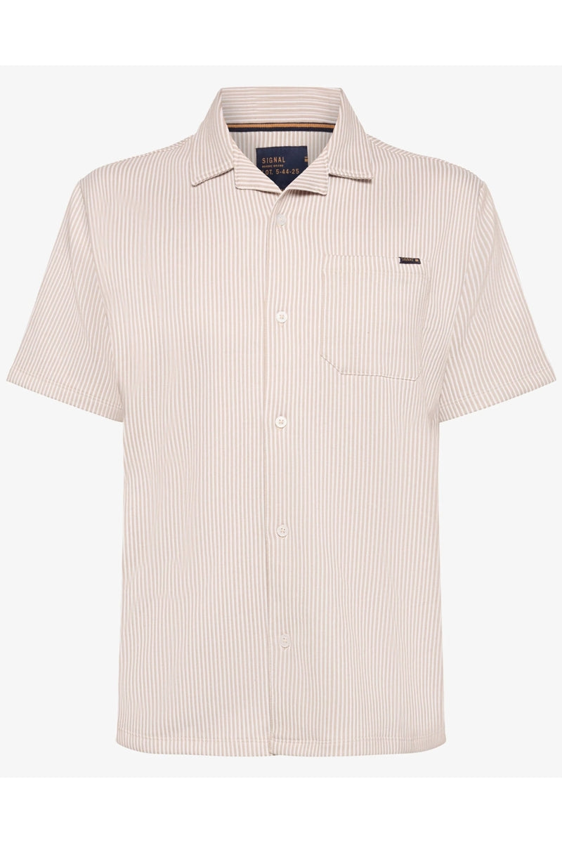 Wholesale,Signal Clothing, Signal Clothing Beige with White Striped Textured Shirt, Tan, Medium-46-TagM