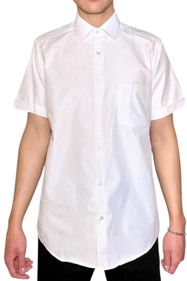 Jakamen White/Black Striped Textured Classic Fit Shirt