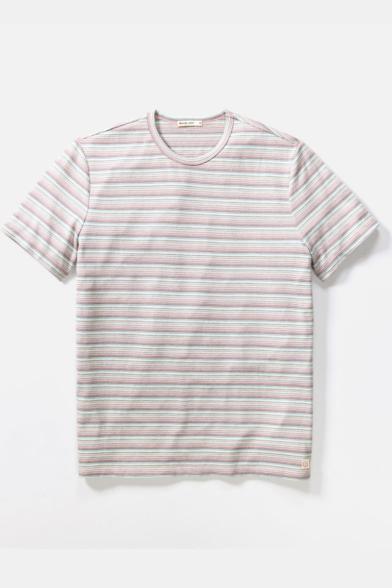 Wholesale,Marine Layer, Marine Layer Pink/Aqua Multi Striped Jacquard Crew Tee, Pink, Extra Large-50-TagXL