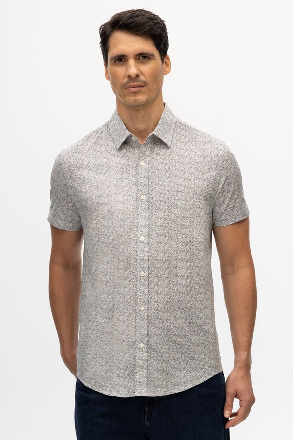 Julian & Mark White Abstract Printed Stretch Short Sleeve Shirt