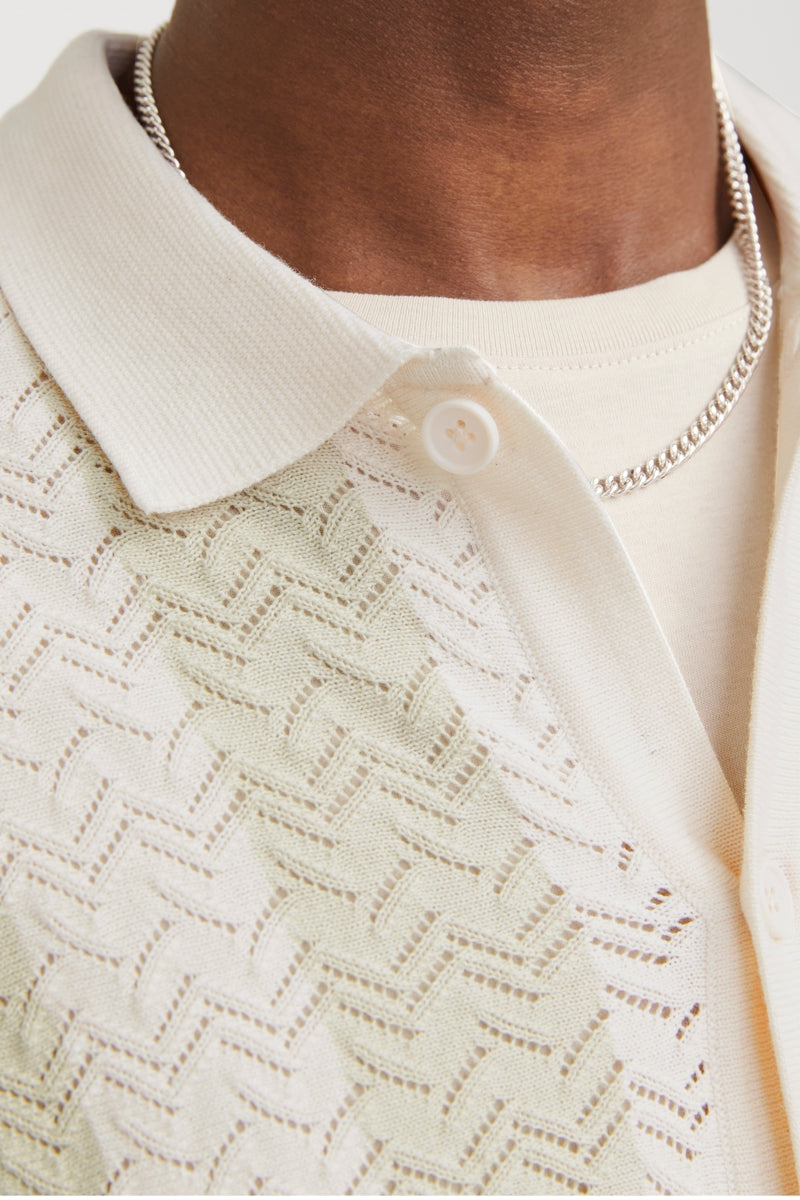 Wholesale,Jack & Jones, Jack & Jones Cream/Green Striped Textured Shirt, Cream, Large-48-TagL