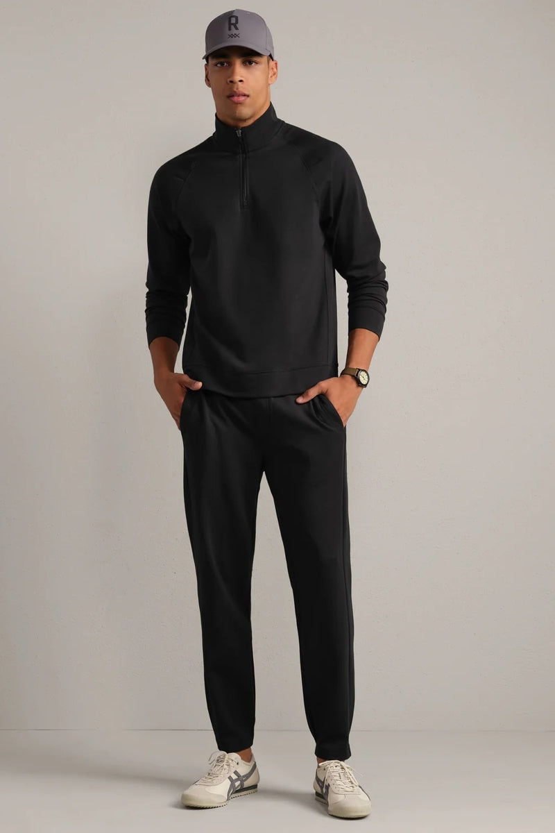 Wholesale,Rhone, Rhone Pure Black 1/4 Zip Raglan Shoulder Pullover, Black, Small-42-TagSMedium-44-TagMLarge-47-TagLExtra Large-51-TagXL