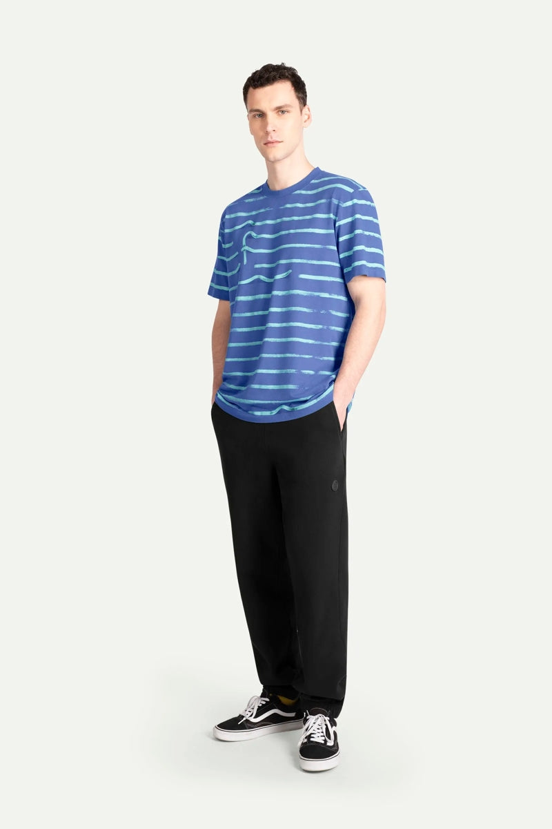 Wholesale,KAFT, KAFT Cosmic Blue Striped T-Shirt, Blue, Extra Large-48-TagXL