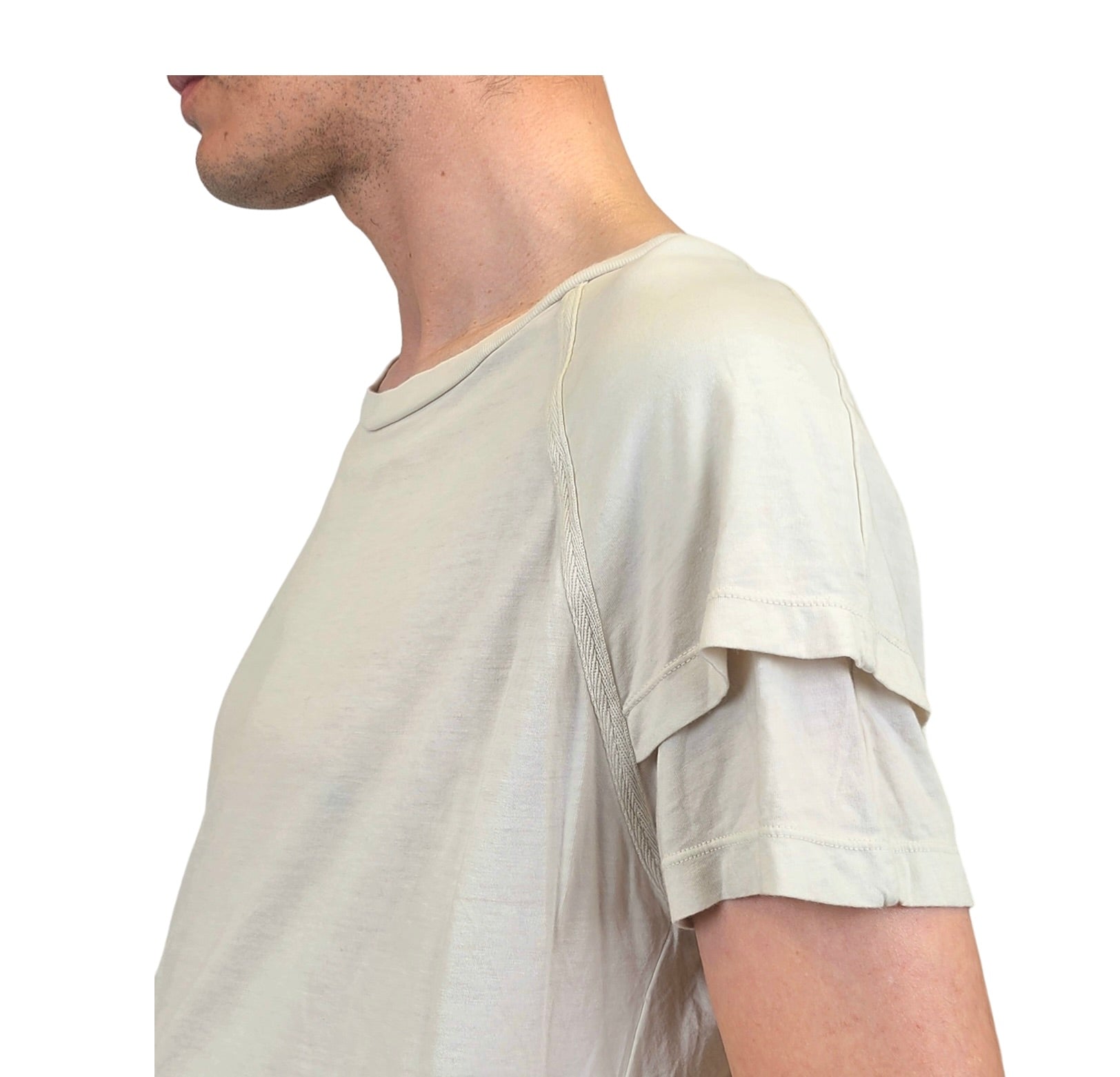 Wholesale,Reese De Luca, Reese De Luca Vanilla Double Sleeve T-Shirt, White, Medium-42-TagM