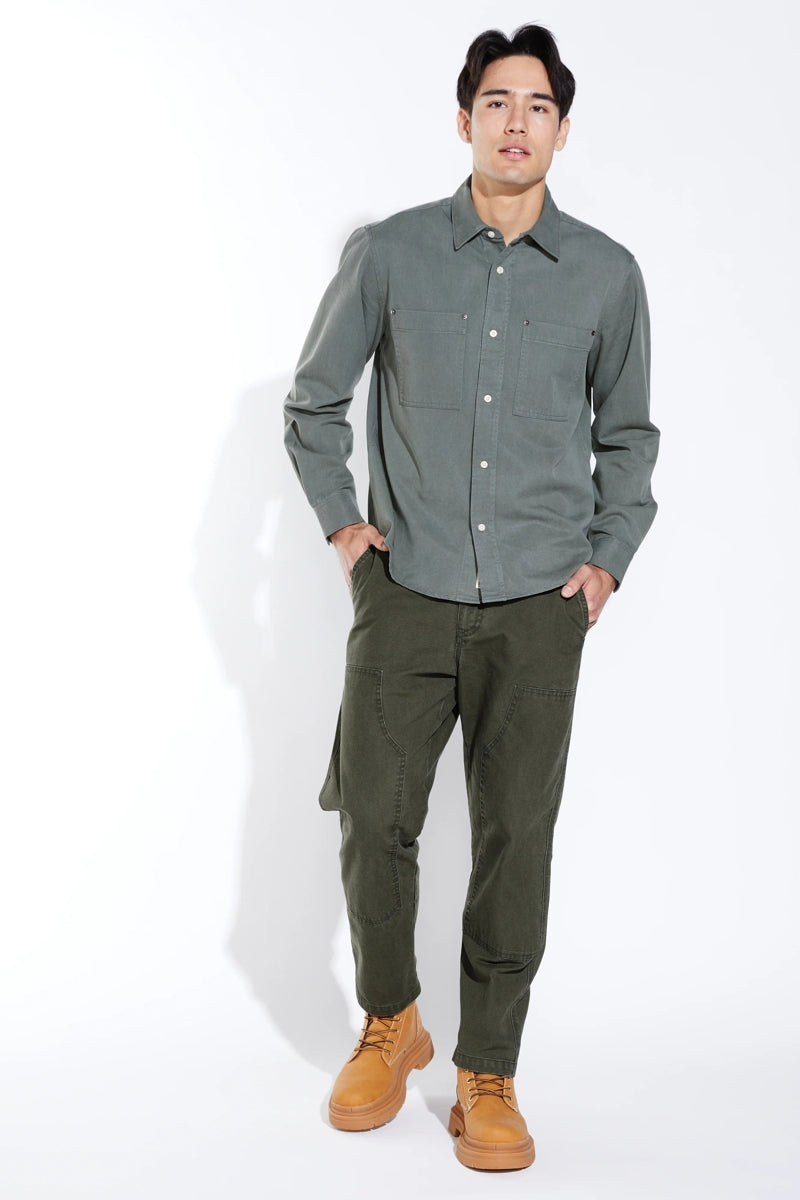 Wholesale,Civil Society, Civil Society Dark Olive Twill Overshirt, Green, Large-48-TagL