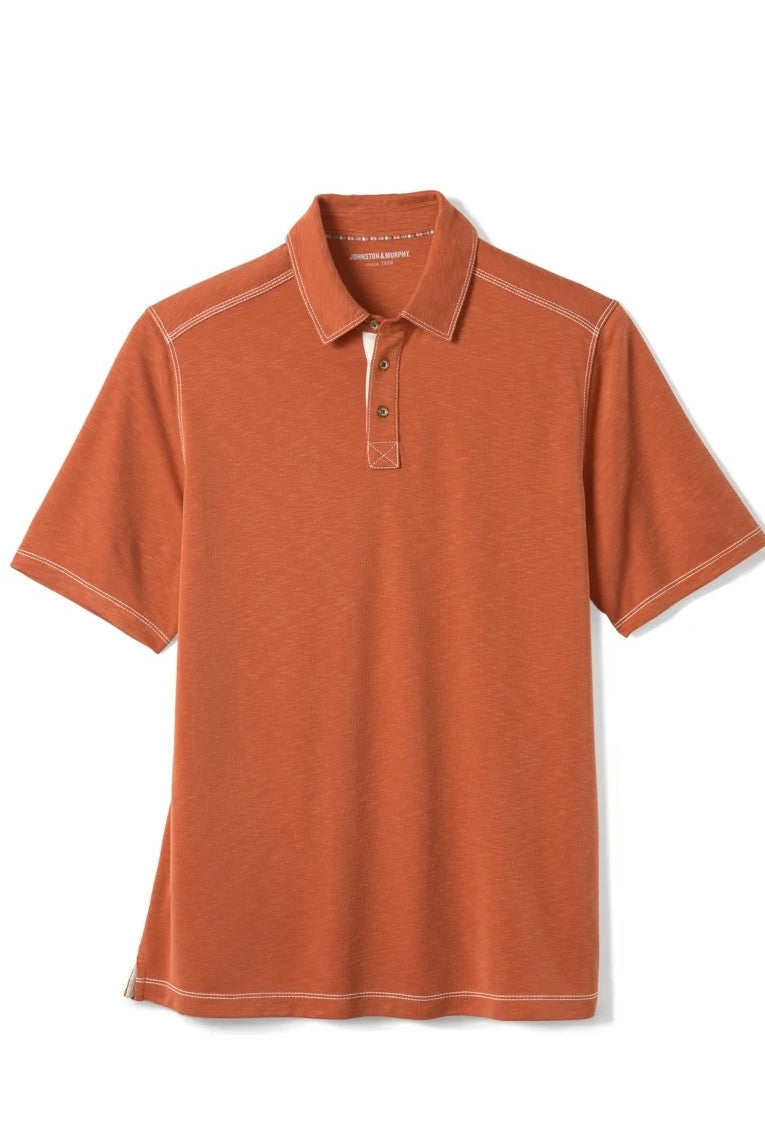 Wholesale,Johnston & Murphy, Johnston & Murphy Rust Vintage Slub Polo, Orange, Extra Extra Large-54-TagXXL