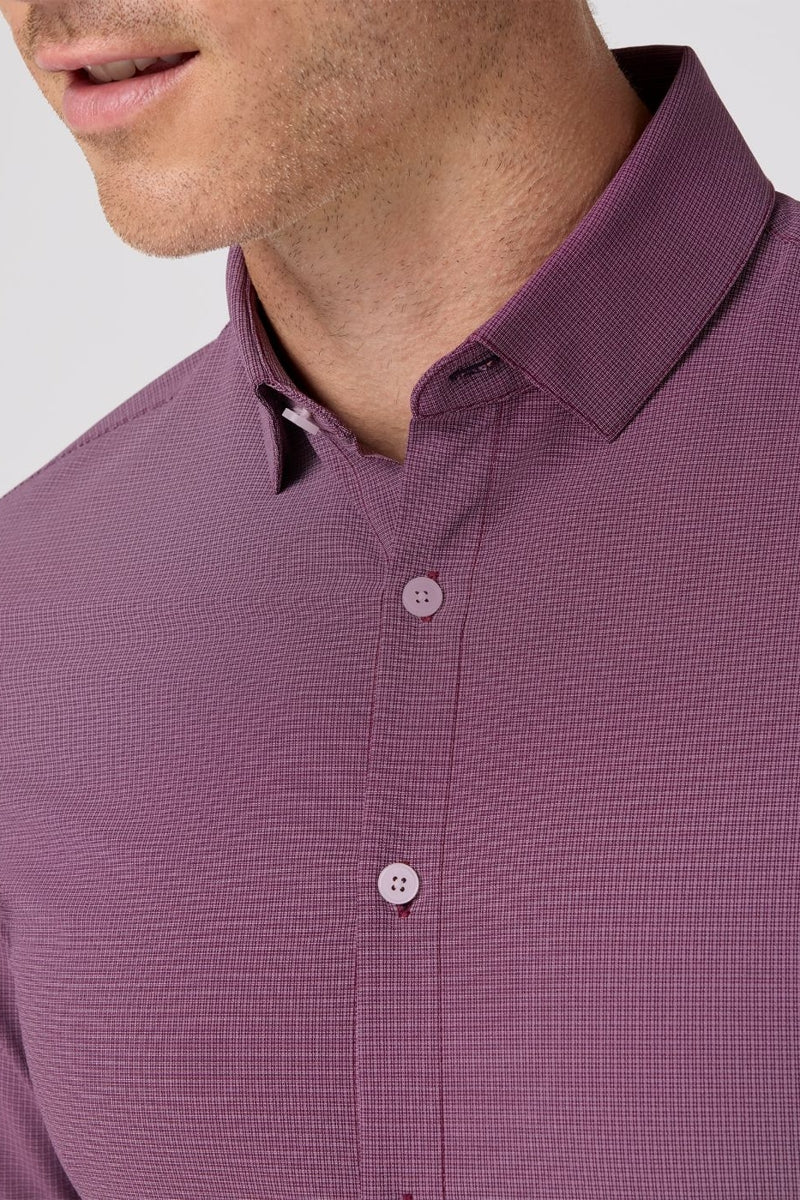 Wholesale,Mizzen + Main, Mizzen + Main Eggplant Plaid Trim Dress Shirt, Purple, Large-46-TagL