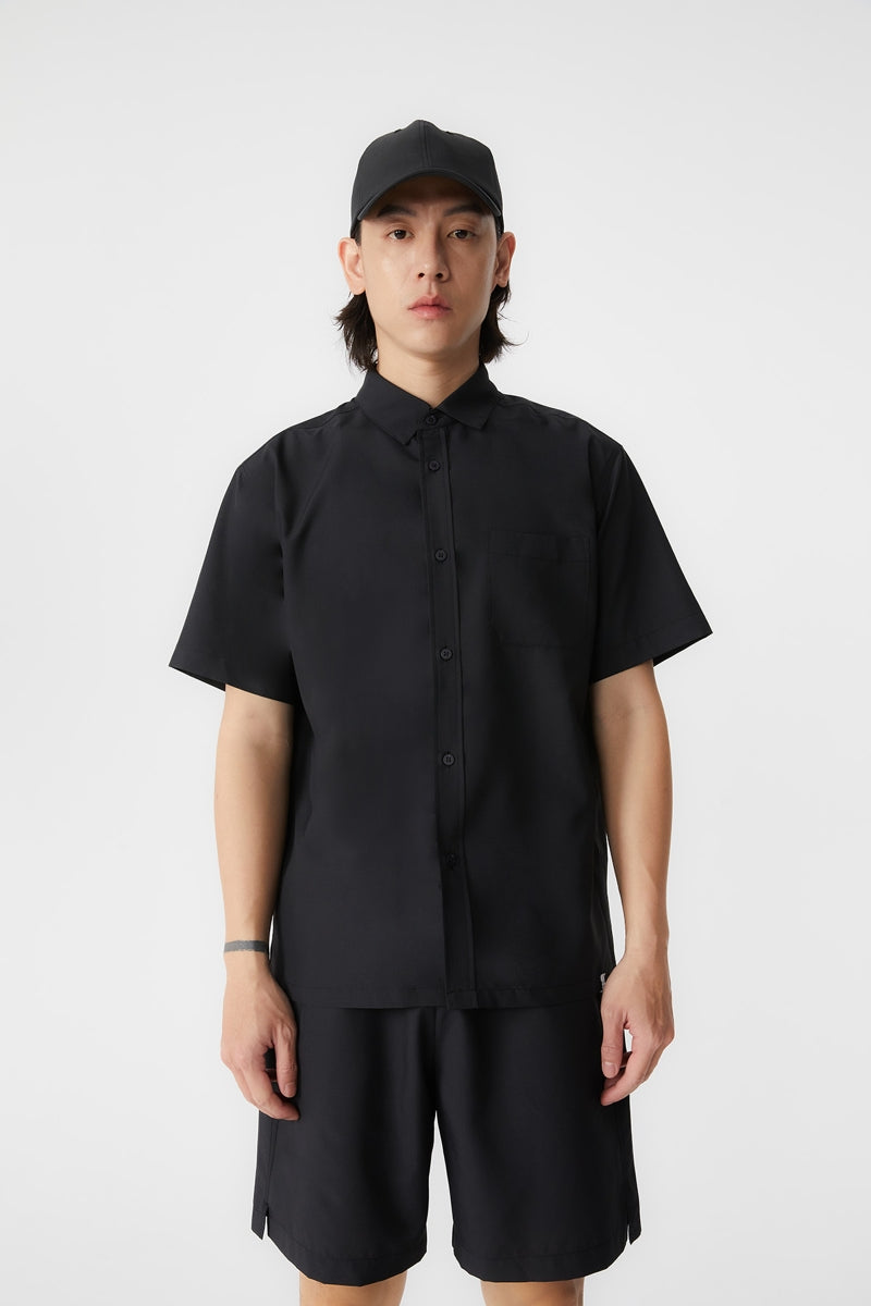 Direct From Brand,FYNE, FYNE Black Anti-UV Function Performance Short Sleeve Shirt, Black, Large-46-TagL