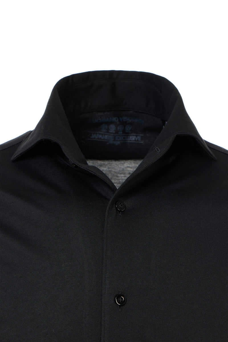 Wholesale,Luchiano Visconti, Luchiano Visconti Black Japanese Performance Knit Shirt, Black, Small-41-TagSMedium-44-TagMLarge-46-TagLExtra Large-49-TagXLExtra Extra Large-52-TagXXL