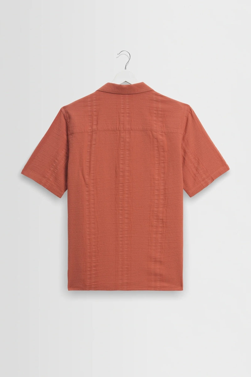 Wholesale,Wax London, Wax London Rust Double-Weave Seersucker Shirt, Orange, Large-47-TagLExtra Large-49-TagXLExtra Extra Large-52-TagXXLMedium-45-TagM