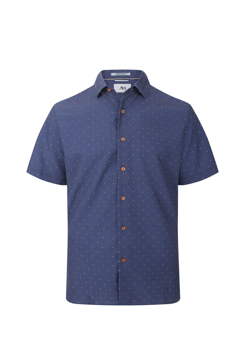 Wholesale,American Heritage, American Heritage Navy Dot Print Performance Shirt, Blue, Small-42-TagSMedium-44-TagMLarge-47-TagLExtra Large-50-TagXLExtra Extra Large-54-TagXXL