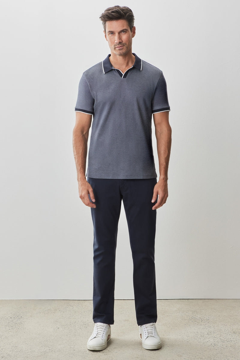 Wholesale,Robert Barakett, Robert Barakett Navy Birdeye Knit Open Collar Polo, Blue, Large-44-TagL