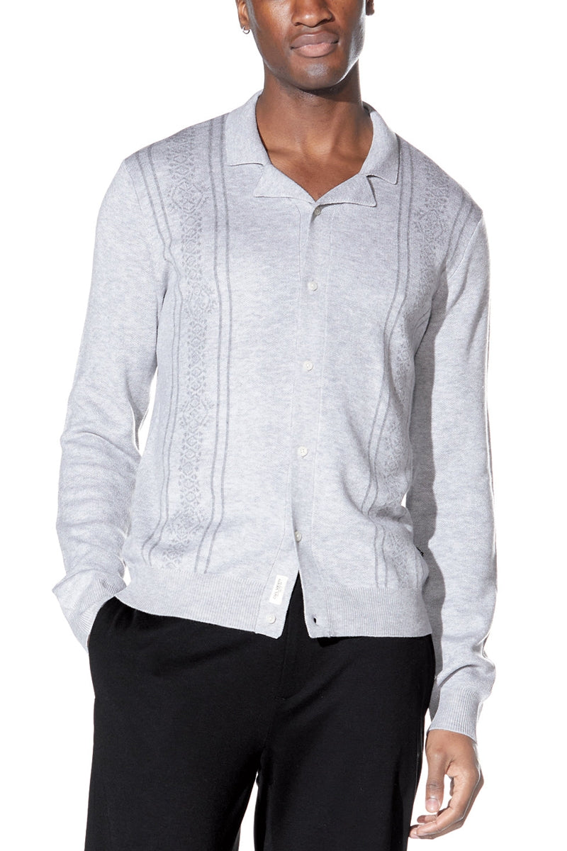 Wholesale,Civil Society, Civil Society Heather Grey Knit Full Placket Sweater Shirt, Grey, Small-40-TagSMedium-42-TagMLarge-44-TagLExtra Large-46-TagXLExtra Extra Large-48-TagXXL