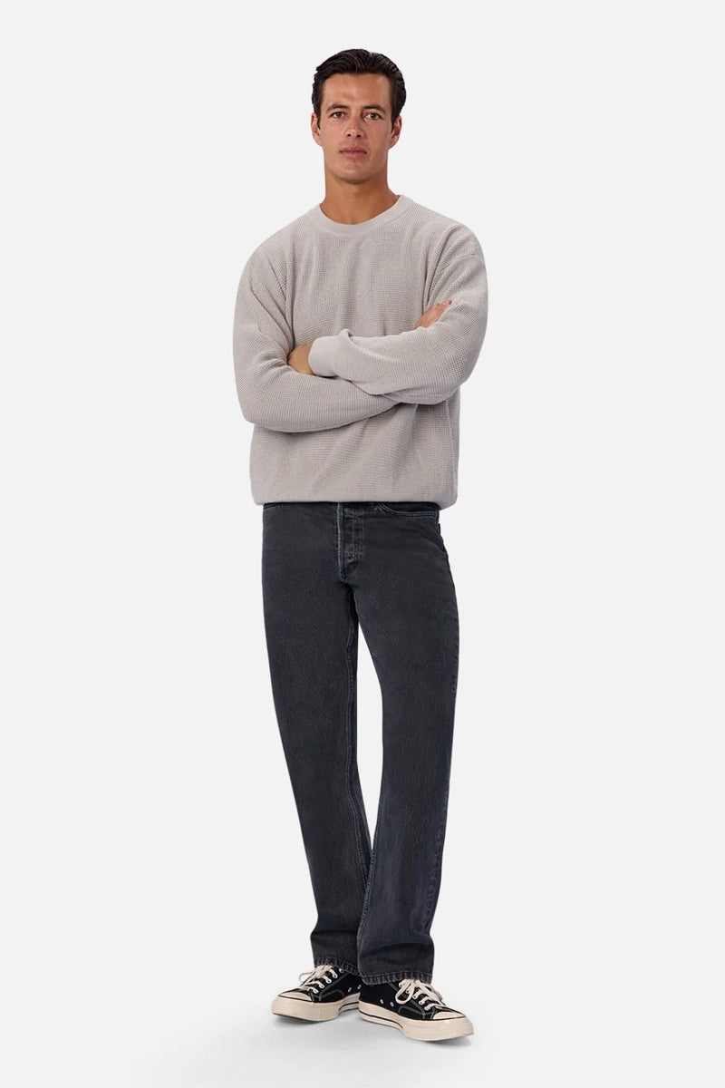 Wholesale,INDUSTRIE AUSTRALIA, INDUSTRIE AUSTRALIA Light Grey Waffle Textured Crewneck Long Sleeve Tee, Grey, Large-50-TagL
