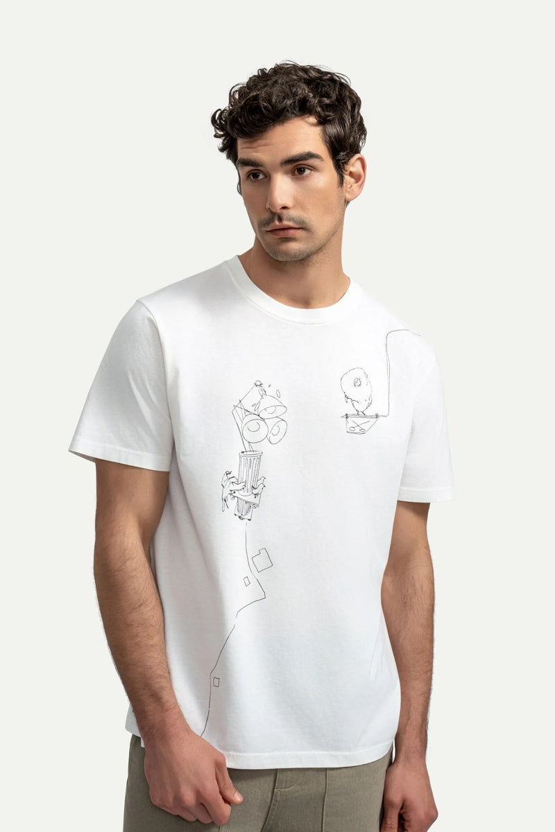 Wholesale,KAFT, KAFT Off White Lamp Print Graphic T-Shirt, White, Extra Large-48-TagXL