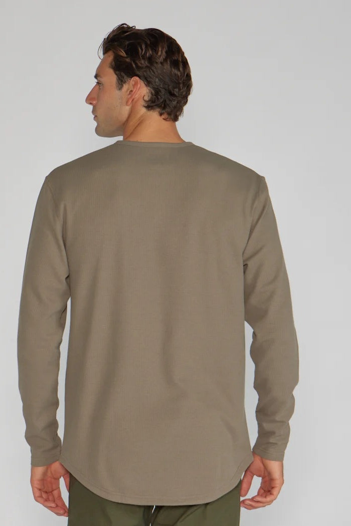 Wholesale,BYLT, BYLT Olive Thermal Drop-Cut Henley, Green, Medium-40-TagMLarge-43-TagLExtra Large-46-TagXLExtra Extra Large-50-TagXXLSmall-38-TagS