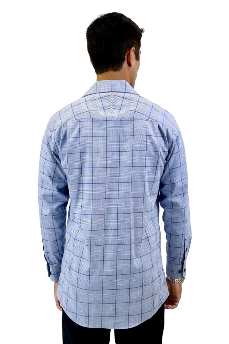 Other,Tasso Elba, Tasso Elba Blue Plaid Non-iron Dress Shirt, Blue, Medium-43-TagS