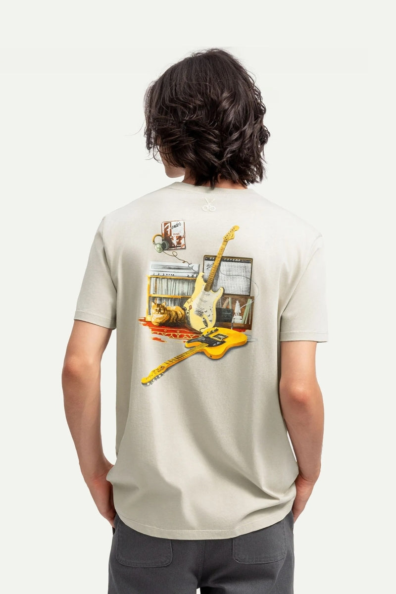 Wholesale,KAFT, KAFT Beige Guitar Design Print T-Shirt, Tan, Small-40-TagSMedium-42-TagMLarge-44-TagLExtra Large-46-TagXLExtra Extra Large-48-TagXXL