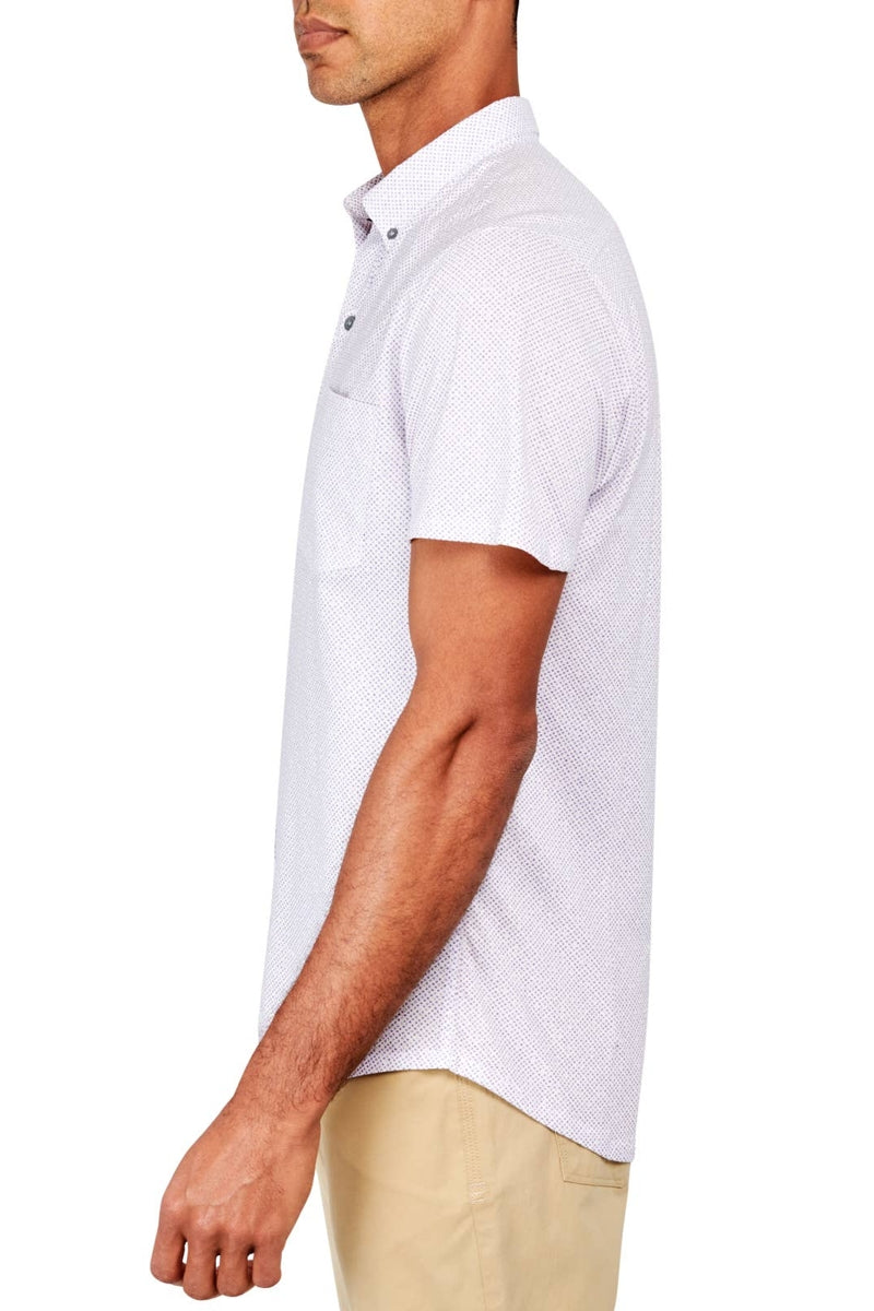 Faire,W.R.K, W.R.K Lilac Diamond Reworked Print Short Sleeve Button Up Shirt, Purple, Medium-42-TagMLarge-44-TagLExtra Large-46-TagXLExtra Extra Large-48-TagXXLSmall-40-TagS