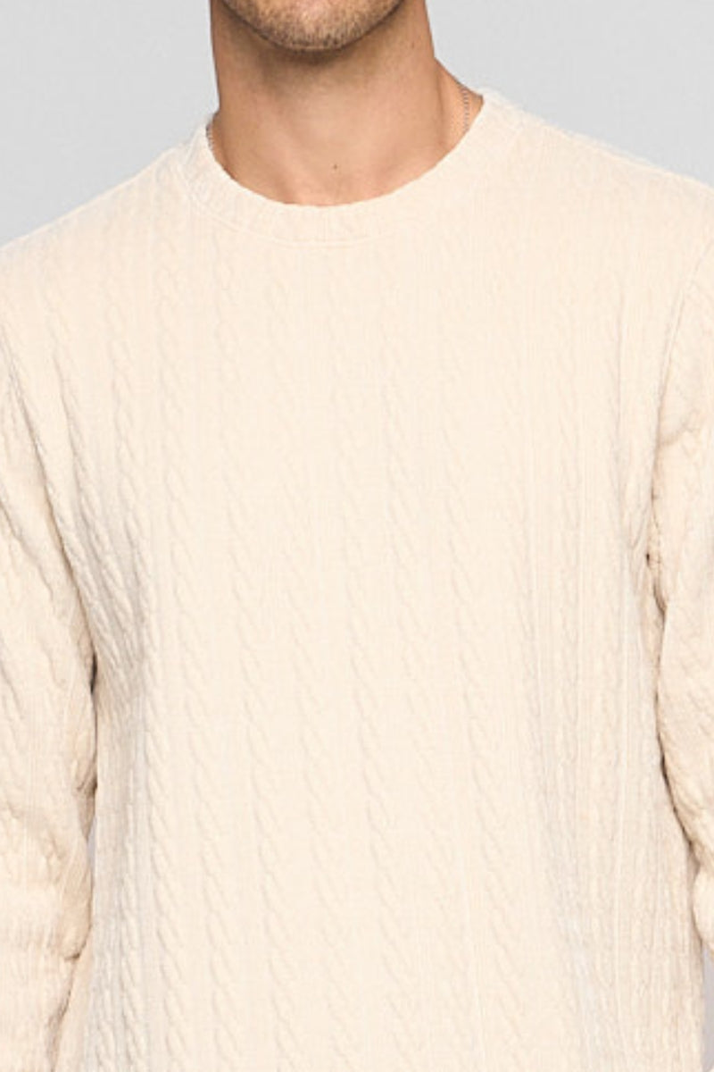 Wholesale,Fundamental Coast, Fundamental Coast Cream Cable Knit Textured Sweater, Cream, Medium-43-TagMLarge-46-TagLExtra Large-49-TagXL