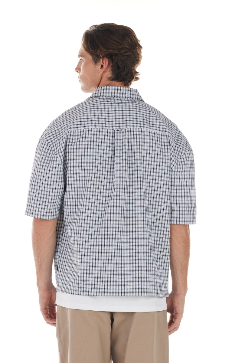 Wholesale,Nana Judy, Nana Judy White with Black Check Relaxed Fit Shirt, White, Small-44-TagSMedium-46-TagMExtra Large-50-TagXLExtra Extra Large-52-TagXXL