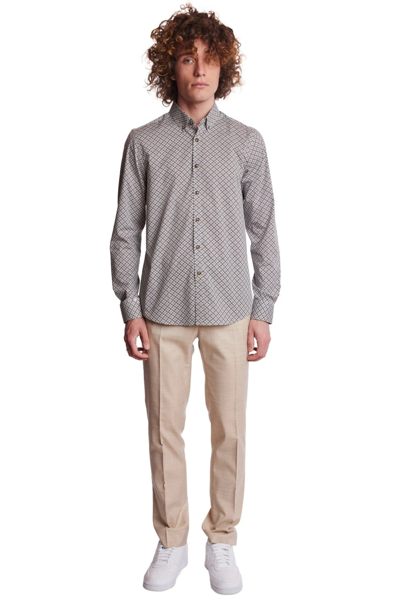 Wholesale,Paisley & Gray, Paisley & Gray Tan/Navy Floral Print Button Down Shirt, Tan, Large-44-TagL