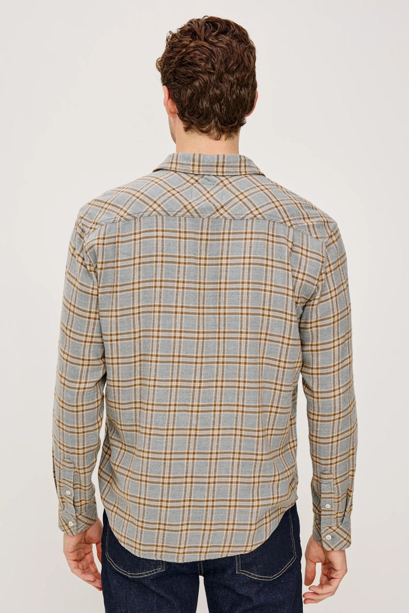 Wholesale,Rails, Rails Tan/Grey Brushed Luxe Melange Plaid Shirt, Tan, Medium-45-TagMLarge-47-TagLExtra Large-50-TagXL