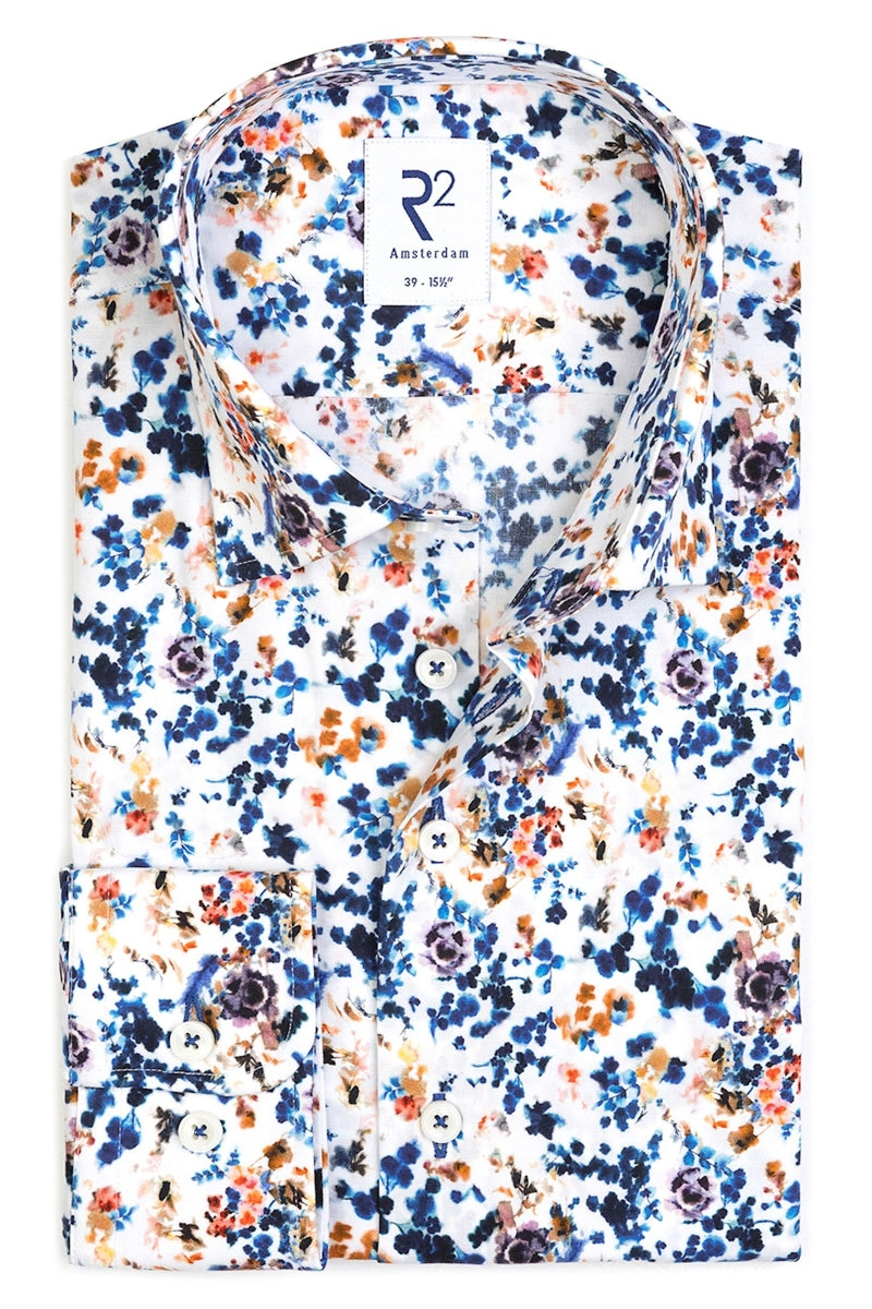 Direct From Brand,R2 Amsterdam, R2 Amsterdam Blue Multi Ditsy Floral Print Shirt, Blue, Medium-41-Tag39Medium-42-Tag40Large-44-Tag41Large-46-Tag42Extra Large-48-Tag43Extra Extra Large-50-Tag44Extra Extra Large-52-Tag45Extra Extra Large-53-Tag46