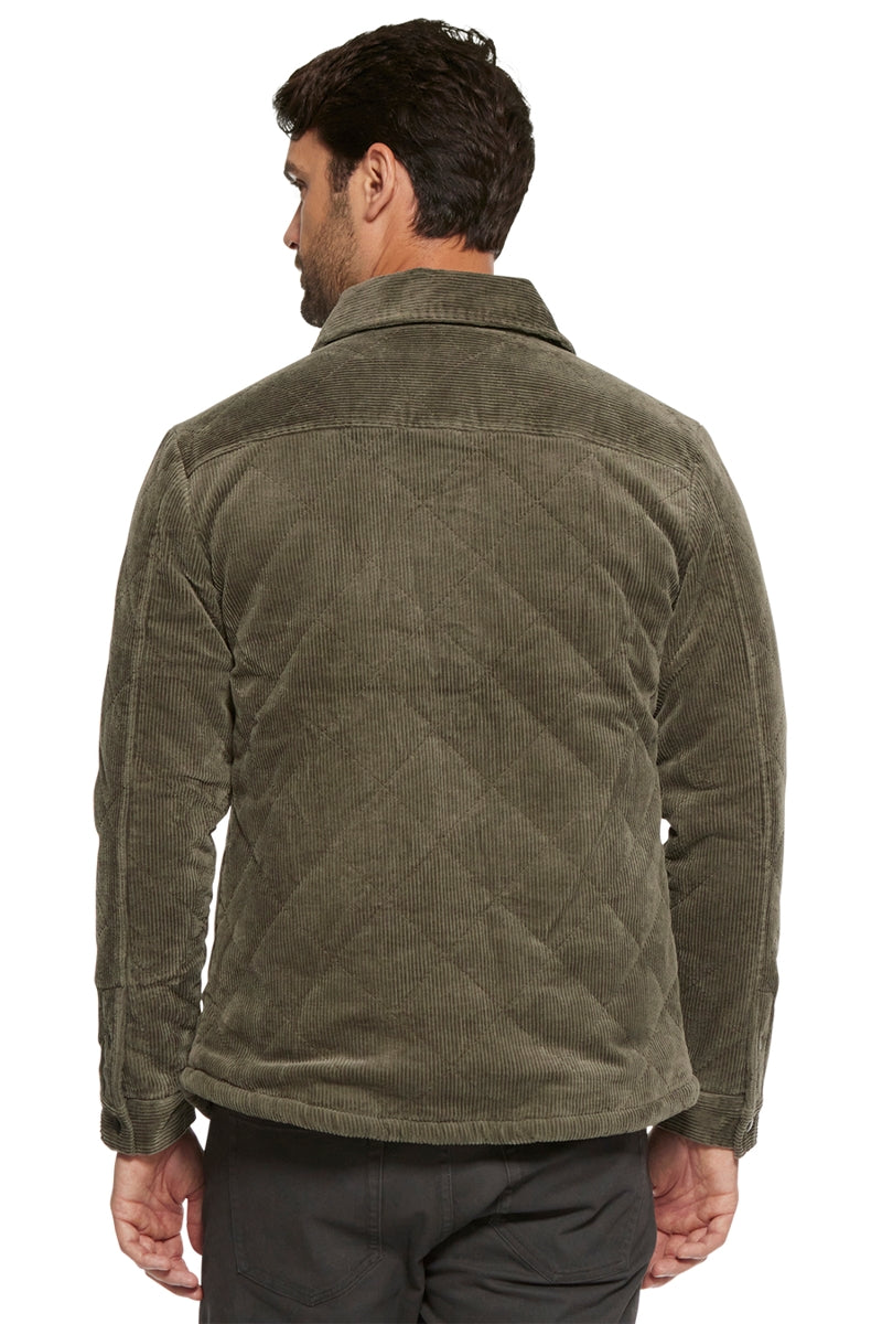 Wholesale,Flag & Anthem, Flag & Anthem Olive Flannel Lined Quilted Corduroy Jacket, Green, Medium-42-TagM