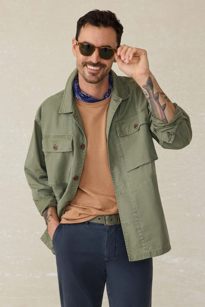 Wholesale,Faherty, Faherty Forest Green Stretch Overshirt, Green, Large-51-TagL