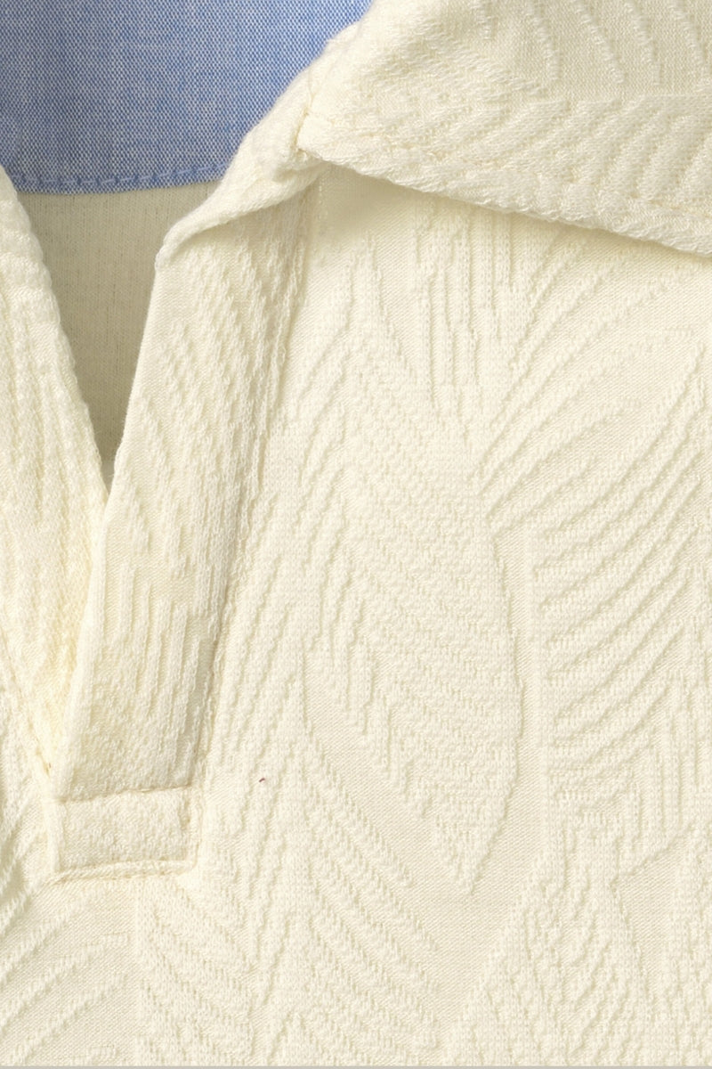 Wholesale,Johnston & Murphy, Johnston & Murphy Ivory Textured V-Neck Polo, Cream, Small-42-TagS