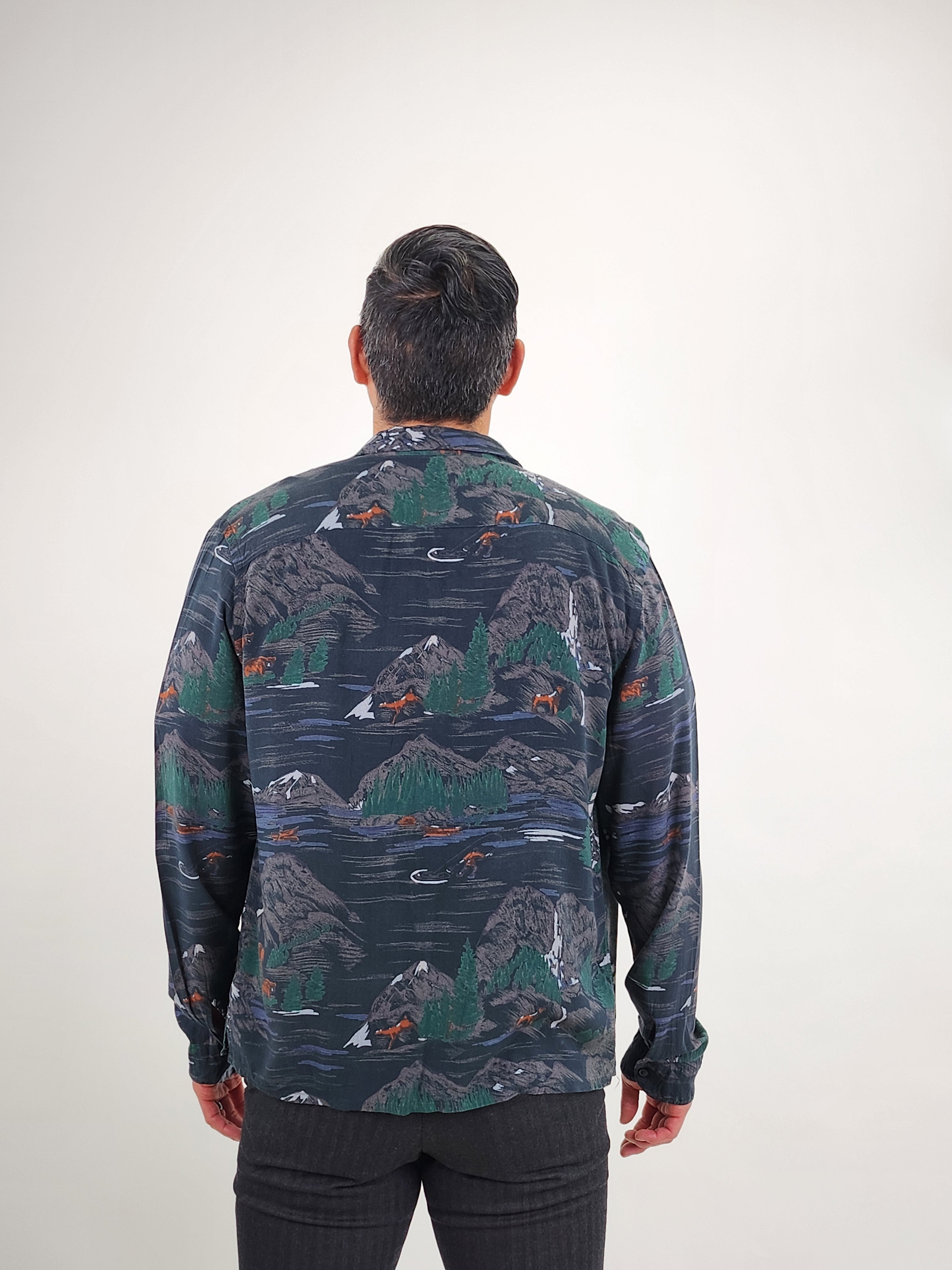 The RealReal,AllSaints, All Saints Black Valley Print Button Up Shirt, Black, Large-44-TagXL