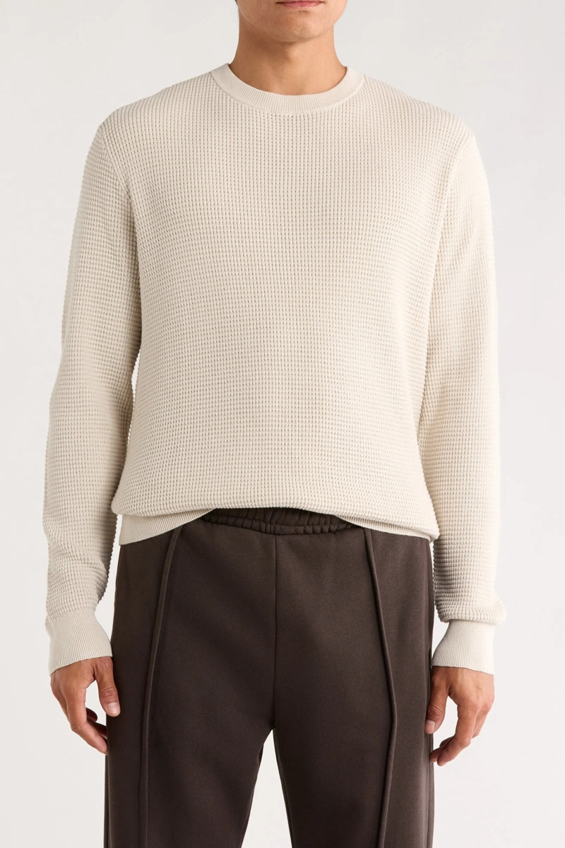 Wholesale,James Campbell, James Campbell Cream Waffle Knit Sweater, Cream, Large-48-TagLMedium-46-TagMExtra Extra Large-52-TagXXLExtra Large-50-TagXLSmall-40-TagS