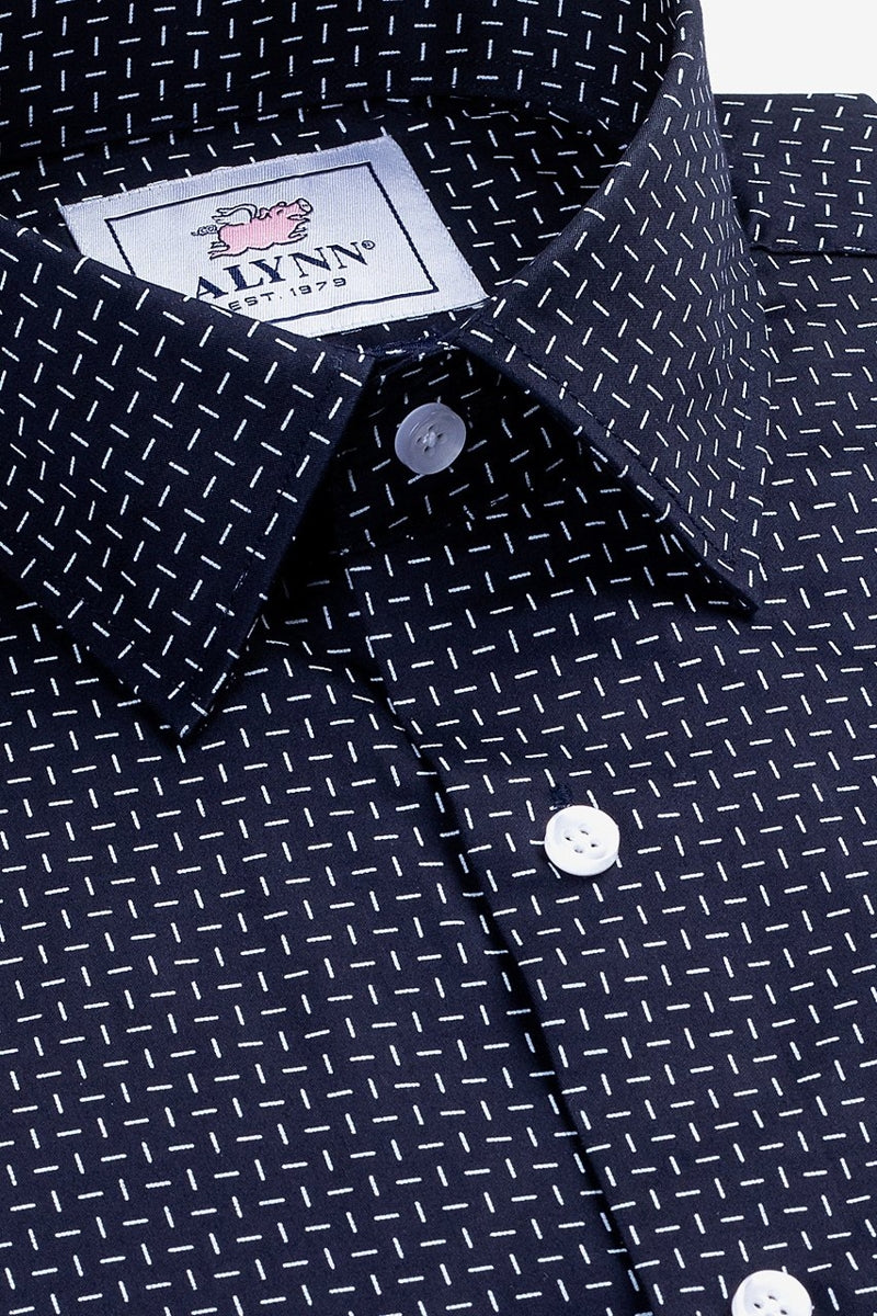 Faire,Alynn, Alynn Navy with White Dot Print Slim Fit Shirt, Blue, Extra Large-48-TagXLSmall-38-TagSMedium-42-TagMLarge-45-TagL