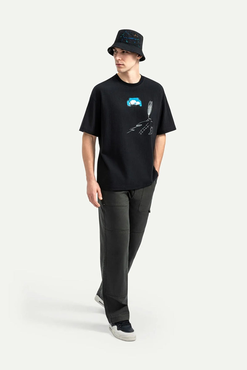Wholesale,KAFT, KAFT Black Sketch Textured T-Shirt, Black, Large-49-TagL